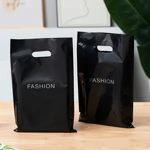 Sacolas de compras de luxo sacola de compras de plástico personalizada de boca plana para compras com logotipo