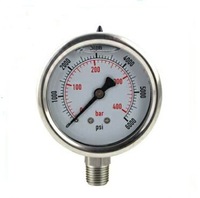 Nettoyeur haute pression résistant aux chocs, manomètres hydrauliques en acier inoxydable 304, modèle YN60 0-400 BAR, résistant aux vibrations