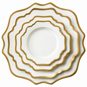 Assiettes de service en céramique noire pêche, ensembles de vaisselle pour décorations de mariage, vaisselle de restaurant, fête, assiette en porcelaine - Product Image 3