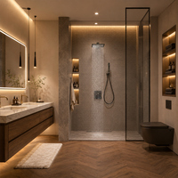 Systèmes de douche encastrés thermostatiques de haute qualité en laiton brossé, design moderne pour hôtels