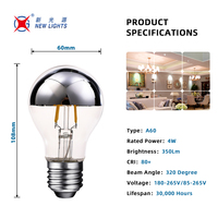 Grosir bohlam filamen Led krom setengah cermin, E27 C35 A60 A19 ST64 G80 G95 berlapis setengah perak 4W 6W 8W E27
