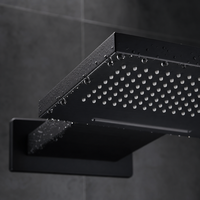 Ensemble de douche encastré en laiton poli, système de pluie carré mural, douchette à main, robinets de style hôtelier moderne, minimaliste et luxueux