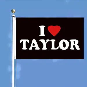 3x5Ft I Love Taylor Spanduk Bendera Kain Poliester Sisi Tunggal atau Ganda dengan Grommet Kuningan Dekorasi Luar Ruangan