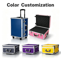 Valise de transport en aluminium fabriquée en usine avec roulettes, boîte rigide durable, mallette à outils personnalisable, support OEM, fabriqué en Chine