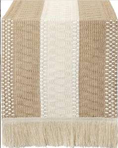 Runner da tavolo in macramè caldo Runner da tavolo in tela naturale in stile rustico con nappe Runner da tavolo da pranzo Boho in <span class=keywords><strong>pizzo</strong></span> di cotone - Product Image 2