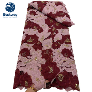 Bestway Beads Guipure con bordado de encaje de lentejuelas tela de encaje de cordón de alta calidad para mujer - Product Image 1