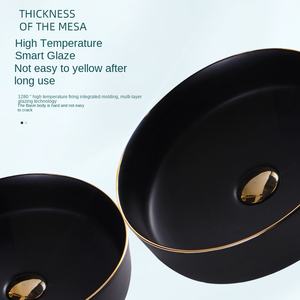Lavabo Redondo Pequeño de Cerámica Negra Nórdica para Baño, Instalación Sobre Encimera, Diseño Moderno y Simple - Product Image 2