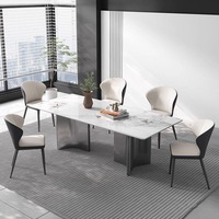 Table à manger convertible en pierre frittée brillante de luxe italienne, directement de l'usine, rectangulaire, moderne et minimaliste