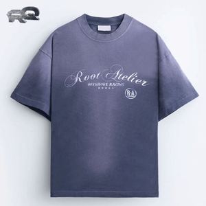 Camiseta Personalizada para Hombre, 100% Algodón, Estampada, Estilo Seda, Corte Holgado, Casual, Vintage, Lavada, Retro, Estilo Americano Antiguo, Manga Corta, 280g - Product Image 1