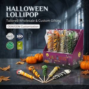 Piruleta en espiral <span class=keywords><strong>de</strong></span> 30g para Halloween con diseño <span class=keywords><strong>de</strong></span> personaje, <span class=keywords><strong>sabor</strong></span> a frutas mixtas, caramelo duro con diseño <span class=keywords><strong>de</strong></span> cuerpo único y novedoso. - Product Image 1