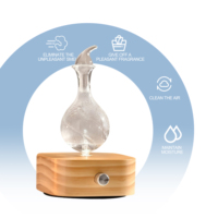 Diffuseur sans eau à base carrée en bois de pin, nébuliseur en verre de 30 ml, atomiseur d'arômes, lumière à 7 couleurs pour spa