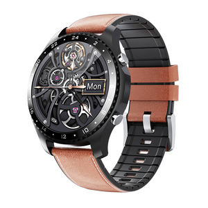 クラシックなラウンドスクリーンスマートウォッチレザーストラップ心拍数モニタースマートウォッチ体温センサー付き - Product Image 6