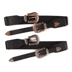 Personalized Versatile Black Belt For Women 2024 New Summer Korean Style Double Buckle Design High-end Niche Belt Trend