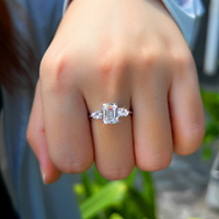 Bijoux fins classiques, bague en argent sterling 925, zircone cubique blanche de 6 mm, coupe princesse, pour femmes, mariage, soirée