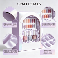 Boîte cadeau personnalisée pour faux ongles, en papier, avec fenêtre, couleur violette, pour kit de manucure