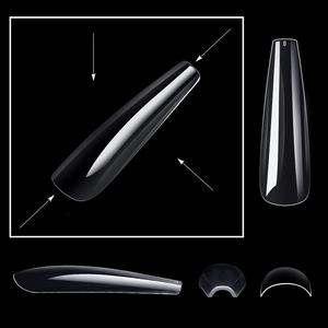 Лидер продаж, 240 шт., коробка 4XL, длинный гроб, прозрачное полное покрытие, наконечники для ногтей, натуральная балерина, квадратные кончики для ногтей на шпильке - Product Image 5