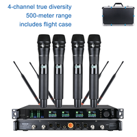 Système de microphone sans fil UHF à 4 canaux True Diversity BHA Y-6004 avec flight case pour spectacles sur scène, églises, OEM