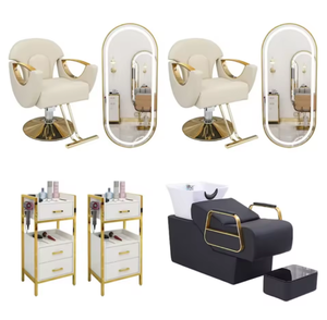 Ensemble de mobilier de salon de coiffure 2026, best-seller, vendu séparément (avec fauteuil de barbier avec miroir, chariot et bac à shampoing) - Product Image 4