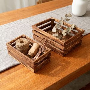 Wood Storage <b>Basket</b> Set Rectangle 25x15.5x10.5 And 28x20x11.5 <b>Stackable</b> For Kitchen Fruit Organization - Product Image 4