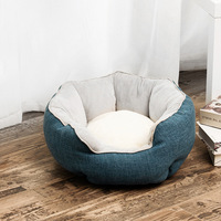 Lit d'hiver chaud pour animaux de compagnie Chien Chat Nid doux pour animaux de compagnie avec tapis amovibles Forme octogonale Chenil Canapé-lit