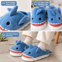 Chaussons en fourrure de requin de dessin animé pour femme, confortables et chauds, antidérapants en TPR, pour l'intérieur et l'extérieur, collection automne-hiver, vente en gros