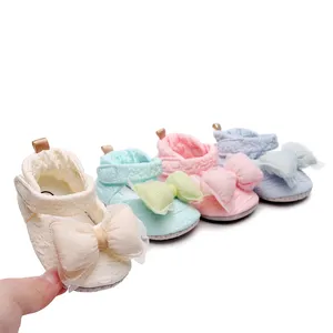 OEM & ODM-zapatos informales de diseño para niña, zapatillas de princesa con lazo para interior, para caminar, para bebé recién nacido, 2023