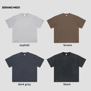 Camisetas en blanco lavadas de gran tamaño del fabricante de camisetas de algodón de 275g de peso pesado para impresión personalizada - Product Image 5