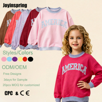 Sudadera con Capucha Personalizada con Logotipo, 360GSM, para Niñas, Estilo Universitario, con Parches a Cuadros, Ropa Urbana Infantil, Sudadera Tipo Pullover para Niños Pequeños