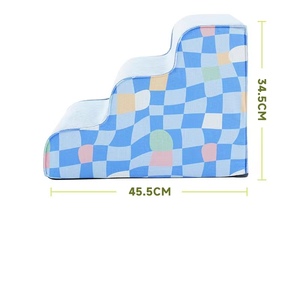 Rampa para escaleras de perro Azul de lujo, espuma extraíble de alta calidad, estampado de pata de perro con triple estampado Universal para gatos pequeños, perros, camas para mascotas - Product Image 1