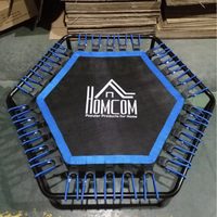 EVERISE FITNESS 40 pulgadas Hexagonal Fitness Mini trampolín con manillar Niños Reboteador Adulto Culturismo