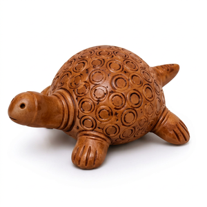 Hand Carved Traditional Wooden Turtle Statue <b>Figurine</b> Decorative Ornament for Tabletop Home Office and <b>Garden</b> Outdoor Use - Product Image 1