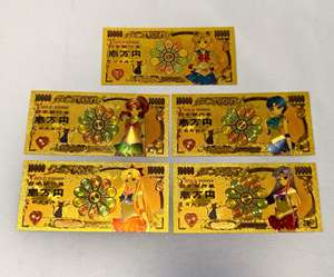 Cartes commémoratives en feuille d'or de Sailor Moon, personnage d'anime, collection de billets de banque (lot de 10) - <span class=keywords><strong>Cadeau</strong></span> rétro pour les fans de <span class=keywords><strong>manga</strong></span>, décoration - Product Image 1