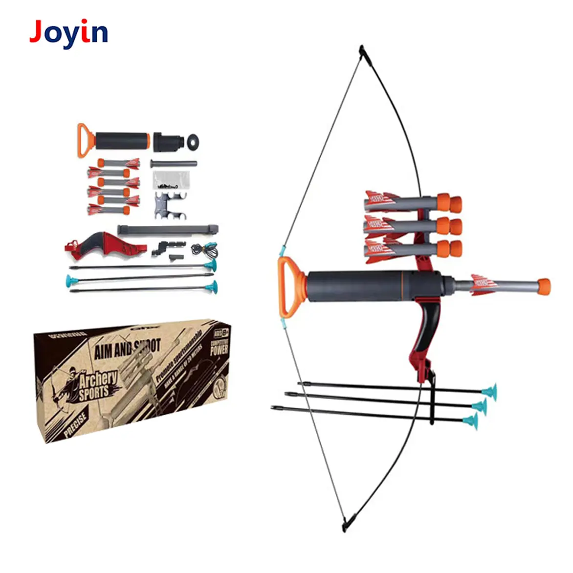 2 In 1 Outdoor Game Rocket Bow and Arrow Toy Youth Toy Foam Bow Set Great Gift Boys & Girls Arrow Soft Darts For Kids