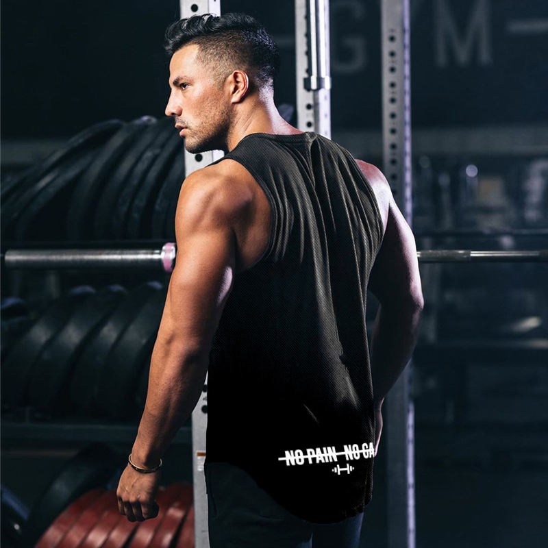 Camiseta sin mangas de malla para hombre, ropa deportiva de secado