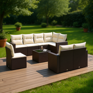Set Divano da Giardino Marrone 6 Posti in Rattan, Arredamento da Esterno Resistente alle Intemperie, Design Contemporaneo - Product Image 2