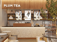 Meubles de café personnalisés de style brutaliste, vitrine en verre pour boulangerie et pâtisserie, comptoir en marbre massif gratuit