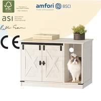 Enclos pour litière de chat style ferme avec portes à charnières en X, trous de ventilation, maisonnette cachée pour animaux de compagnie, table d'appoint pour chats d'intérieur