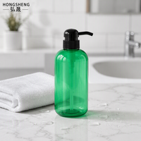 Bouteille pompe en plastique PET verte de 500 ml, flacon vide de luxe pour shampoing, gel douche, après-shampoing, savon liquide, avec logo personnalisé