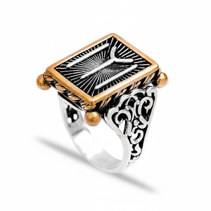 Square Shape Ottoman Design Signet Authentic <b>Men</b> <b>Ring</b> Wholesale Turkish Handmade 925 Sterling <b>Silver</b> - Product Image 2