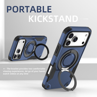 Coque antichute robuste de qualité industrielle pour iPhone 17 18 ProMax avec support anneau métallique – Vente en gros