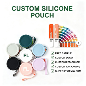 Pochette en silicone de qualité alimentaire avec logo personnalisé, étanche, portable, pour clés, écouteurs, friandises pour animaux, cosmétiques, OEM, ODM - Product Image 1
