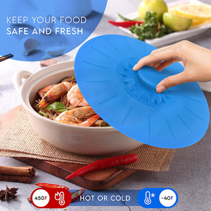 Lot de 5 couvercles en silicone réutilisables à ventouse pour bols, casseroles et tasses, avec poignées emboîtables naturelles et sûres pour les aliments - Product Image 3
