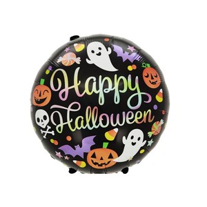 Nuovi <span class=keywords><strong>Palloncini</strong></span> Rotondi in Foil da 18 Pollici a Tema Halloween con Disegni <span class=keywords><strong>di</strong></span> Teschio, Pipistrello, <span class=keywords><strong>Ragno</strong></span> e Zucca - Perfetti per Decorazioni per Feste - Product Image 4