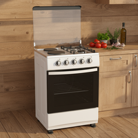 Kompor Gas & Listrik Dua Bahan Bakar 4 Tungku dengan Oven/Grill Baja Anti Karat Hemat Energi untuk Restoran, RV, Rumah Tangga, dan Penggunaan Luar Ruangan