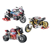 Modèle d'ornement à assembler en blocs de construction de 40 pièces en plastique ABS, série de motos Juhang M1000R, moto de combat à pneus larges
