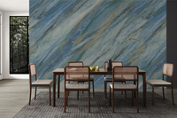 Dalles PVC grand format A2-261 1200x3000mm effet marbre bleu moderne veiné gauche-droite continu pour revêtement mural intérieur