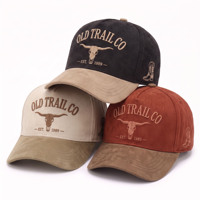 Casquette de baseball structurée en daim à 5 panneaux, bicolore, à profil haut, brodée en 3D sur mesure, pour hommes, commande en gros