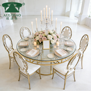 Banquet Hall Round Stainless Steel Glass <b>Mirror</b> Top Dining <b>Table</b> with Modern Design for Wedding Hotel & Outdoor Use - Product Image 3