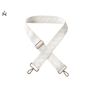 Sangle de sac en toile beige à motif quadrillé pour sacs de femmes, largeur 4 cm, avec crochets métalliques - Product Image 1