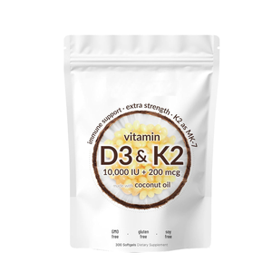 Suplemento de Vitamina D3 con <span class=keywords><strong>K2</strong></span> MK7 en Cápsulas Blandas 2 en 1 de Alta Calidad, 300 Unidades, Mantiene la Salud Cardiovascular para Adultos - Product Image 1